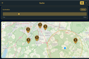 Augustinerfinder App mit Suchradius auf dem Smartphone